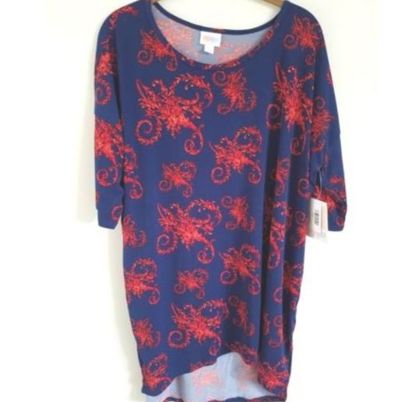 LuLaRoe Tops - LuLaRoe Navy Blue Red Floral Irma Tunic NEW!